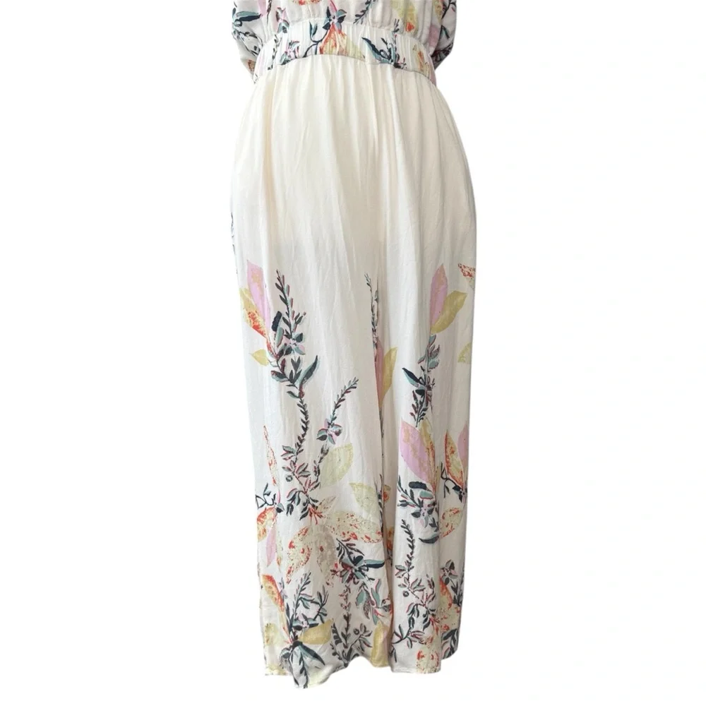 |EUC| FREE PEOPLE Island Time Floral Print One-Shoulder Wide-Leg Jumpsuit - Picture 5 of 9